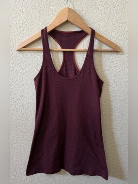 Lululemon XS Size 2 (13" ptp  measure) Racerback Tank Top Burgundy Stripe